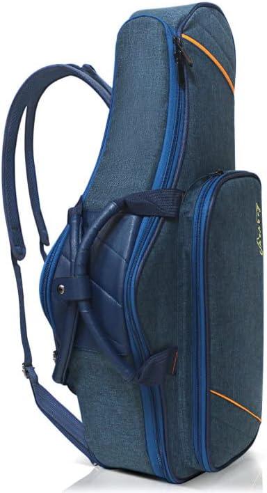 Alto Saxophone Case - 2-in-1 Padded Backpack Gig Bag with Flute Pocket, 20mm Soft Padding Lightweight Protective Carry Case for Saxophone Players (Blue), 24*10.4*4.1 inches