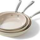 Redchef Non Stick Ceramic Frying Pan Set, Non Toxic Ceramic Pans for Cooking, 8" 9.5" 11" Skillet Set, No PFAS & PTFE & PFOA with Stainless Steel Handle, Dishwasher & Oven Safe Max up to 842°F (Green)