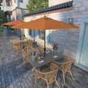 California Umbrella 12-Year Protection 9-Ft Outdoor Patio Umbrella, Sunbrella Fade-Resistant Acrylic Fabric, Auto Tilt and Crank, Heavy-Duty Aluminum Frame/ Reinforced Ribs, Bronze Pole, Tuscan