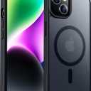 Magnetic for iPhone 13 Case/iPhone 14 Case,Shockproof Protective Durable Slim Translucent Matte Anti-Fingerprint Phone Case,Black
