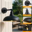 17" Outdoor Gooseneck Barn Light, Matte Black Industrial Wall Mount, Rust and Weatherproof, Vintage Farmhouse Style for Porch, Garden or Garage - 2 Pack