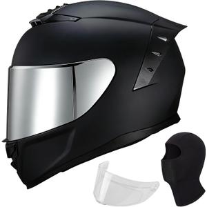 Full Face Motorcycle Helmets,MG611 DOT Approved Motorcycle Helmet | Motorbike Racing Street Bike Helmets for Adult Women Men with 2 Visors Face Mask Storage Bag,Washable Liner,Glasses Friendly
