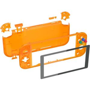 Replacement Handheld Controller Housing Custom Shell with Screen Protector & for EXtreme Rate ABXY Buttons for Nintendo Switch Lite(Clear Orange)