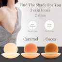 FADELLA Nipple Covers For Women, 2 Pairs Ultra-Thin Reusabl Silicone Sticky Pasties Bra With Travel Box (3.15inch (Fits A-C), Creme)