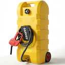 Garvee Heavy Duty 15 Gallon Gas Can Yellow, Fuel Caddy with Manual Fuel Transfer Pump, Portable Fuel Tank on Wheels with 10 ft Hose for Lawn Mowers, Cars, Boats, UTVs, Home and Farm Use