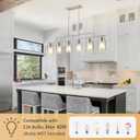 Dining Room Light Fixture - Brushed Nickel 6-Light Farmhouse Chandelier Kitchen Island Lights Fixtures Modern Linear Silvery Chandeliers Hanging Pendant Lighting Over Table