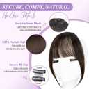 Yorda Bangs Hair Clip 100% Human Hair Clip in Bangs Fringe with Temples Wispy/French Bangs for Women Natural Looking for Daily Use (French Bangs, Dark Brown)