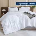 Paxrac Classic Pure White Comforter King Size, 3 Pieces Boho Comforter Set, Lightweight Solid Bedding Set, All Seasons Soft Breathable King Comforter Set (104x90In Comforter & 2 Pillowcases)