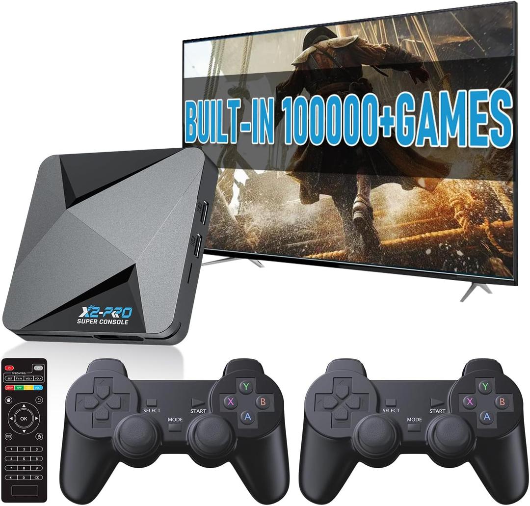 Super Console X2 Pro Retro Game Console Pre-Built-in 100000+Games, Retro Game Console with 65+ emulators,EmuELEC 4.5/Android 9.04K UHD Display