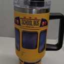 SANDJEST School Bus Driver Gift, 40oz Stainless Steel Insulated Coffee Tumbler With Lid & Straw, Travel Mug Appreciation Gift for Men Women Christmas Birthday Back To School
