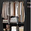 LOKEME Portable Closet, Portable Closets for Hanging Clothes with 3 Hanging Rods and 6 Storage Shelves and 4 Side Pockets, Black Wardrobe Closet Easy to Assemble and Strong and Stable