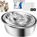 ORSDA Cat Water Fountain Stainless Steel, 3L Automatic Pet Drinking Fountain for Cats Inside, Dog Water Dispenser with Adjustable Water Flow and 6 Replacement Filters for Cats, Dogs