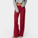 Lounge Yoga Pants for Women Fold Over Low Waist Wide Leg Sweatpants Flare Leggings Bell Bottoms Y2K Foldover Pants (Red, S) (Red, S)