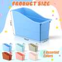 Affrolling 24 Packs Book Bins for Classroom Plastic Book Binder Holders Vertical Organizer Baskets Storage Boxes for Classroom Library Home Office Organization Stationery Supplies (Light Colors)