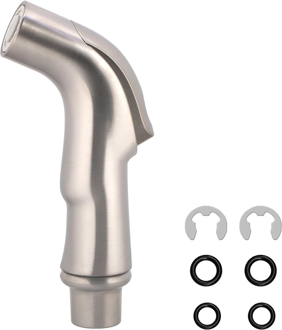 Universal Fit Sink Spray Attachment, Kitchen Side Sprayer Head, Pull Out Spray Head, Faucet Sprayer Replacement For Delta, Moen, Kolher and Other OEM Brands, Brushed Nickel Finish, Ergonomic Design