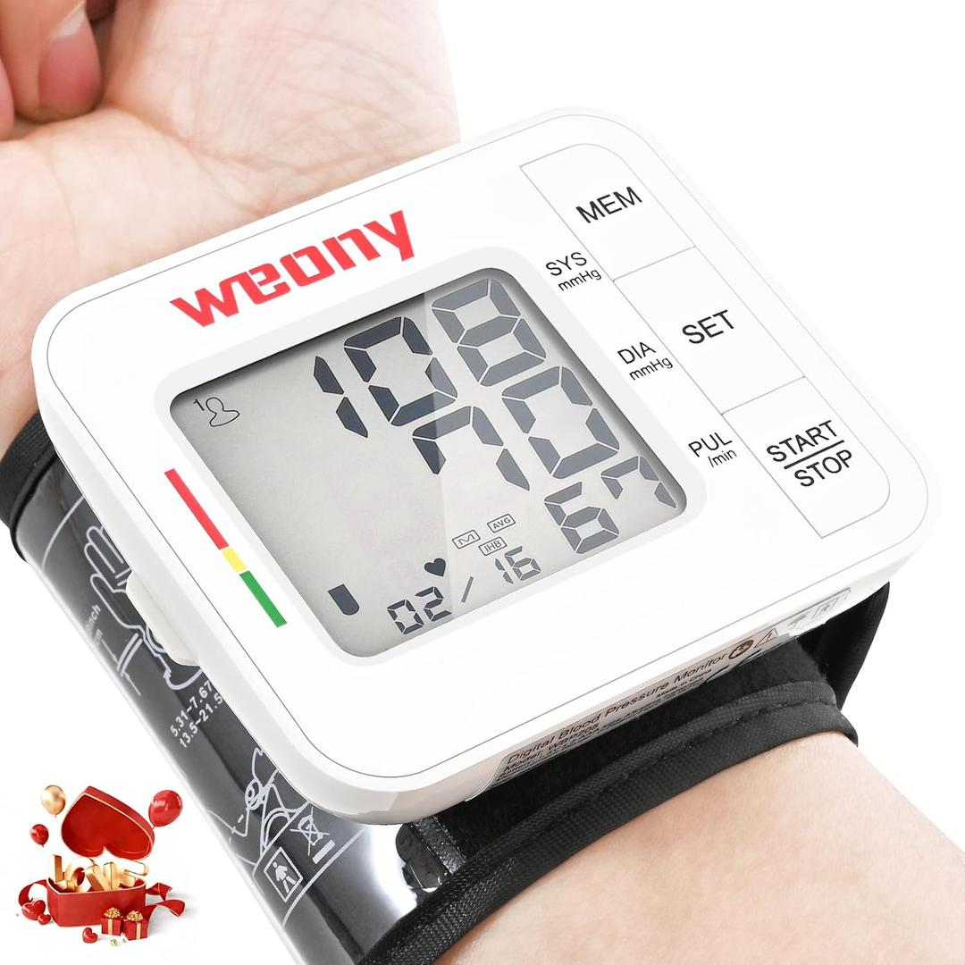 Blood Pressure Monitor for Home Use, Automatic Wrist Blood Pressure Monitor, Adjustable Wrist Blood Pressure Cuff (5.3-8.5) 2*90 Reading Memory Digital Blood Pressure Machine with Carrying Case