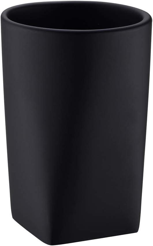 Resin Matte Black Bathroom Tumbler Cup Holder - Modern Design for Bathroom/Office, Holds Toothbrushes, Make-up Brushes