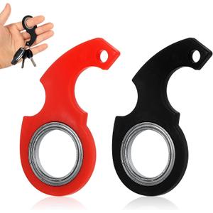 2pcs Pack of 3  Keychain Spinner Toy, Keychain Spinner Portable Keychain Spinner Fidget Key Ring Spinner for Teens Adults Finger Exercise Anxiety Relief (Black, Red)