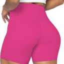 Sunzel No Front Seam High Waist Biker Shorts for Women, Squat Proof Yoga Workout Gym Bike Shorts, S-M, Hot Pink