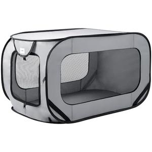 Love's cabin 42in Portable Large Dog Bed - Pop Up Dog Kennel, Indoor Outdoor Crate for Pets, Portable Car Seat Kennel, Cat Bed Collection, Grey