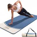 EaseUp 10mm Thick Yoga Mat, 73"×31.5" Extra Wide, Non-Slip with Strap