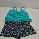 Aqua Eve Two Piece Women's Tankini Swimsuits Blouson Swim Tank Top with Shorts Modest Bathing Suits Blue Green Flower 22W