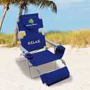 Tommy Bahama 4-Position Face-Opening Read Through Lounger with Ottoman, Portable Folding Beach Chair, Navy