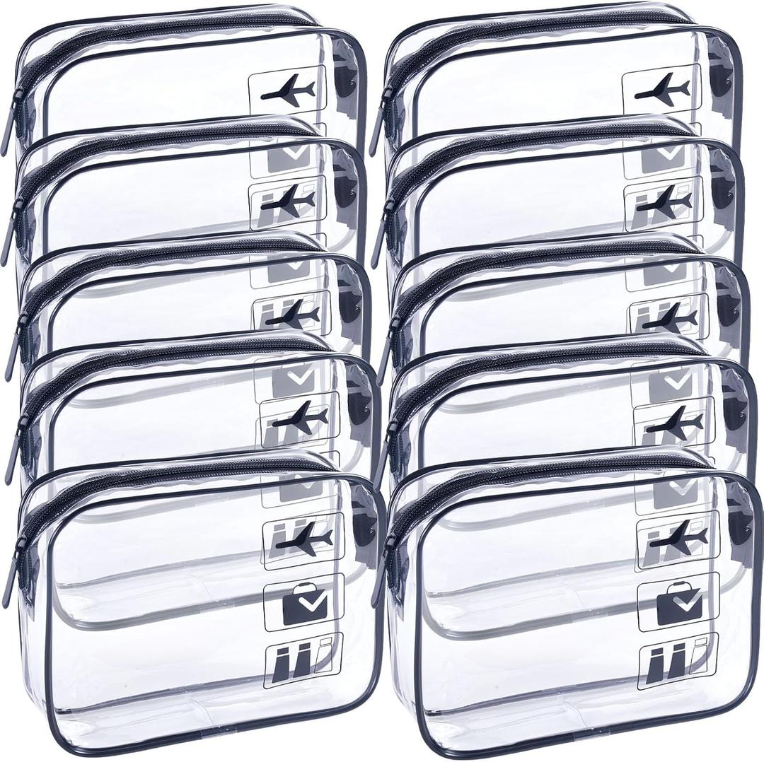 Clear Travel Bags for Toiletries 10Pcs,Clear-Makeup Bag Toiletry bags Quart Size Travel-Bag, Black