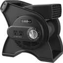 Lasko Portable Utility Fan, 12 289 CFM Pivoting High Velocity Air Mover Blower Fan, 3 Speeds, 2 Accessory Outlets 120V, Black, U12104