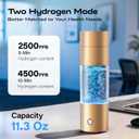 Hydrogen Water Bottle Generator,4500PPB SPE/PEM Technology -Smart Electrolysis Water Ionizer -320ML Portable Rich Hydrogen Water Machine for Health Gifts, 24-Hour Hydrogen Retention (Gold)