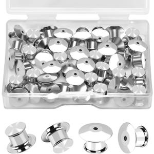 Ceryvop 30 PCS Locking Pin Backs Locking Pin Keepers Clasp, Metal Pin Locks Back