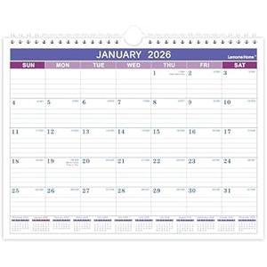 2026 Wall Calendar - 2026 Calendar, Jan.2026 - Dec. 2026, 11" x 8.5", 12 Monthly Calendar 2026, Hanging Hook + Ruled Blocks - Purple