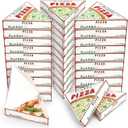 100 Pack Pizza Slice Boxes, 9.3 x 9.1 x 1.8 Inch Grease Resistant Single Pizza Tray Disposable with Colorful Print, Paperboard Triangle Food Container Holder for Birthday Wedding Party Supplies