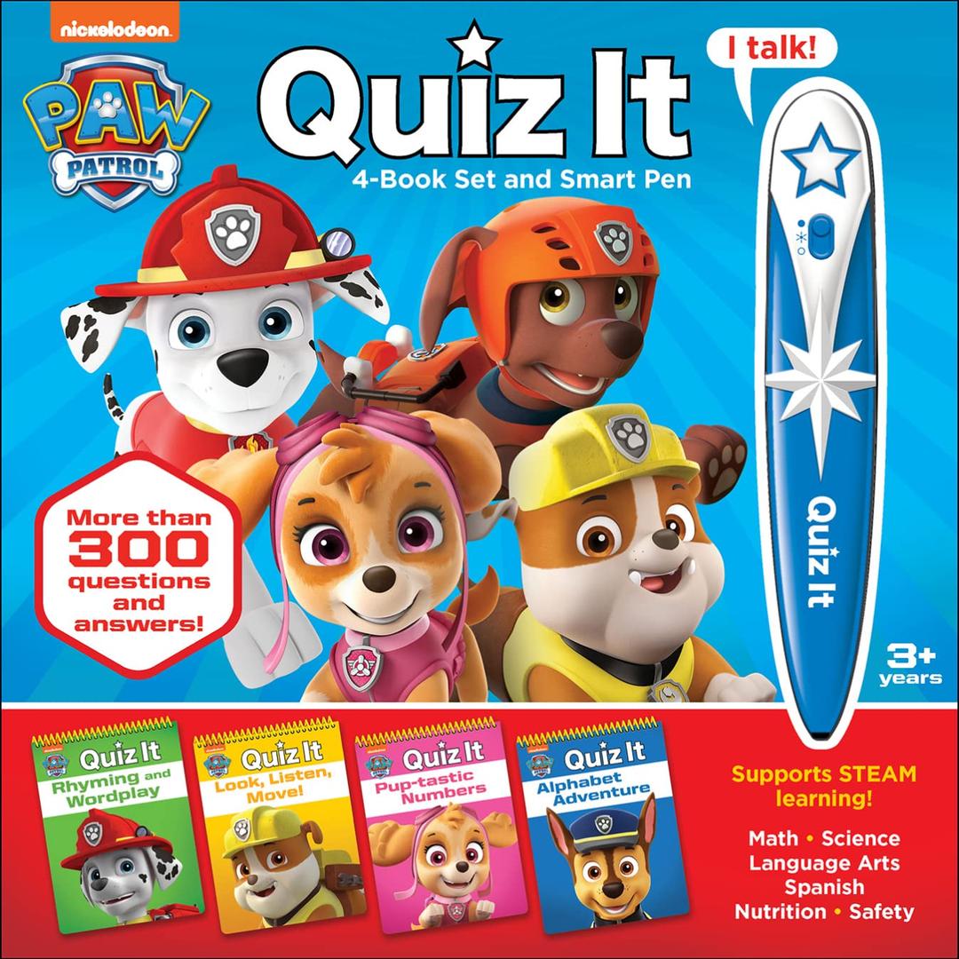 PAW Patrol Chase, Skye, Marshall and More! Quiz it Pen 4-Book Set and Talking Smart Pen Interactive Educational Book Set with Toy Sound Pen PI Kids
