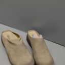 SHIBEVER Clogs for Women Mules Shoes Leather Slip On Clog Closed Toe Comfortable Mules, Beige, Size 9