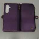 Defencase for Galaxy S25 Case Wallet with RFID Blocking Card Holder for Women, Elegant PU Leather Magnetic Snap Flip Wristlet Strap Zipper Wallet Phone Cases for Samsung Galaxy S25 5G 6.2", Purple (Aesthetic Purple)