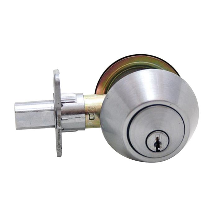 Atlas 1735094 deadbolt, keyed key, brass/steel, satin chrome, 2-3/8 to 2-3/4 in backset, 1-3/8 to 1-3/4 in Thick Door