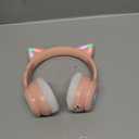 LOBKIN Bluetooth 5.4 Kids Headphones with Case - RGB LED Light Up Cat Ears Foldable Adjustable Over Ear Headphone Support Wireless or 3.5mm Wired Mode for Toddler & Girls & Boys Teens (Pink)
