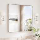 TokeShimi 30 x 30 Brushed Nickel Bathroom Mirror, Nickel Vanity Mirror for Bathroom with Tempered Glass,Square Bathroom Wall Framed Mirror with Aluminum Frame(Horizontal/Vertical)