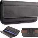 Topstache Leather Phone Holster for iPhone 17/16/15/14 - Cell Phone Case with Belt Clip for for Galaxy S25/S24/S23 - Universal Smartphone Leather Sheath - Fit Protective Case on, L, Black