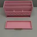 Desk Mail Organizer with Drawer - Bamboo Wooden File Bill Sorter Storage Box for Desktop, Letter Envelope Countertop Holder for Home Office School Organization Tabletop Accessories Supplies (Pink)