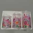 Pink Floral Glass Flameless Pillar Candles with Remote, Flickering Spring LED Battery Candles Home Decor Set of 3