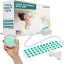 SereneLife Bubble Bath Mat - Portable Spa Bubble Bath Massager with Waterproof Bath Light & Pillow, Adjustable Bubble Intensity, Easy Button Control, Remote Control (Teal)