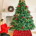 FOTSHARER Red Christmas Tree Collar 28.8 Inch Large Tree Collar Velvet Round Tree Base Metallic Tree Skirt Vintage Christmas Tree Skirt Box Sequins Xmas Tree Ring for Christmas Family Gathering Party