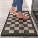 Kitchen Mats for Floor, Super Absorbent Kitchen Rugs Non Slip Washable, Linen-Look Woven Cushion Kitchen Runner Rug, Kitchen Sink Standing Mat, Black Beige Checkered 17"x30"