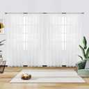 youleyar Solid Sheer Rod Pocket Curtain Voile Draperies 4 Panels White Beige Black Grey Coffee 52 Inch Width 54 Inch Long 1 Pair for Kitchen Bedroom Children Living Room Yard(White,52Wｘ54L)