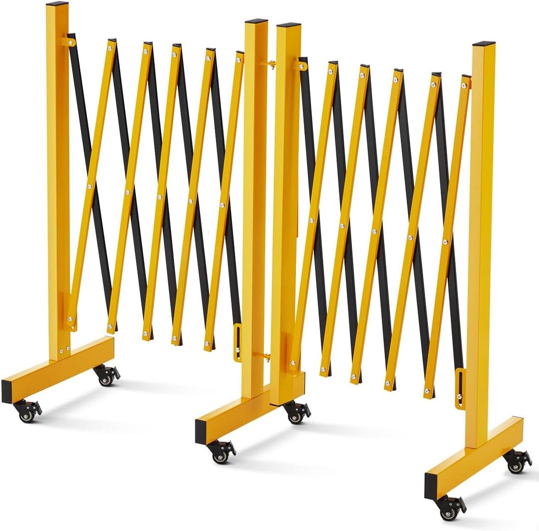 Metal Expandable Barricade Gate, 9FT Folding Safety Barrier Gate, Portable Traffic Crowd Control Barricade Fence