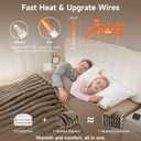 Heated Comforter Blanket Queen - Fluffy Faux Rabbit Fur Thick Comforter with 6 Heat Levels & 1-10 Hours Time Settings, Wireless LCD Controller, 90"x90", Brown