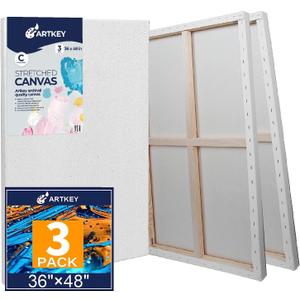 Large Canvases for Painting 36x48 Inch 3-Pack, 12.3 oz Triple Primed Acid-Free 100% Cotton Stretched Canvas, Blank Large Canvas for Oil Paint Acrylics Pouring & Wet Art Media
