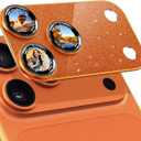 Camera Lens Protector Compatible with iPhone 17 Pro - Metal Frame Tempered Glass Cover, [Anti-Scratch] [Drop-Proof][Strong-Adhesion] Rear Camera Screen Cover- Sparkle Orange